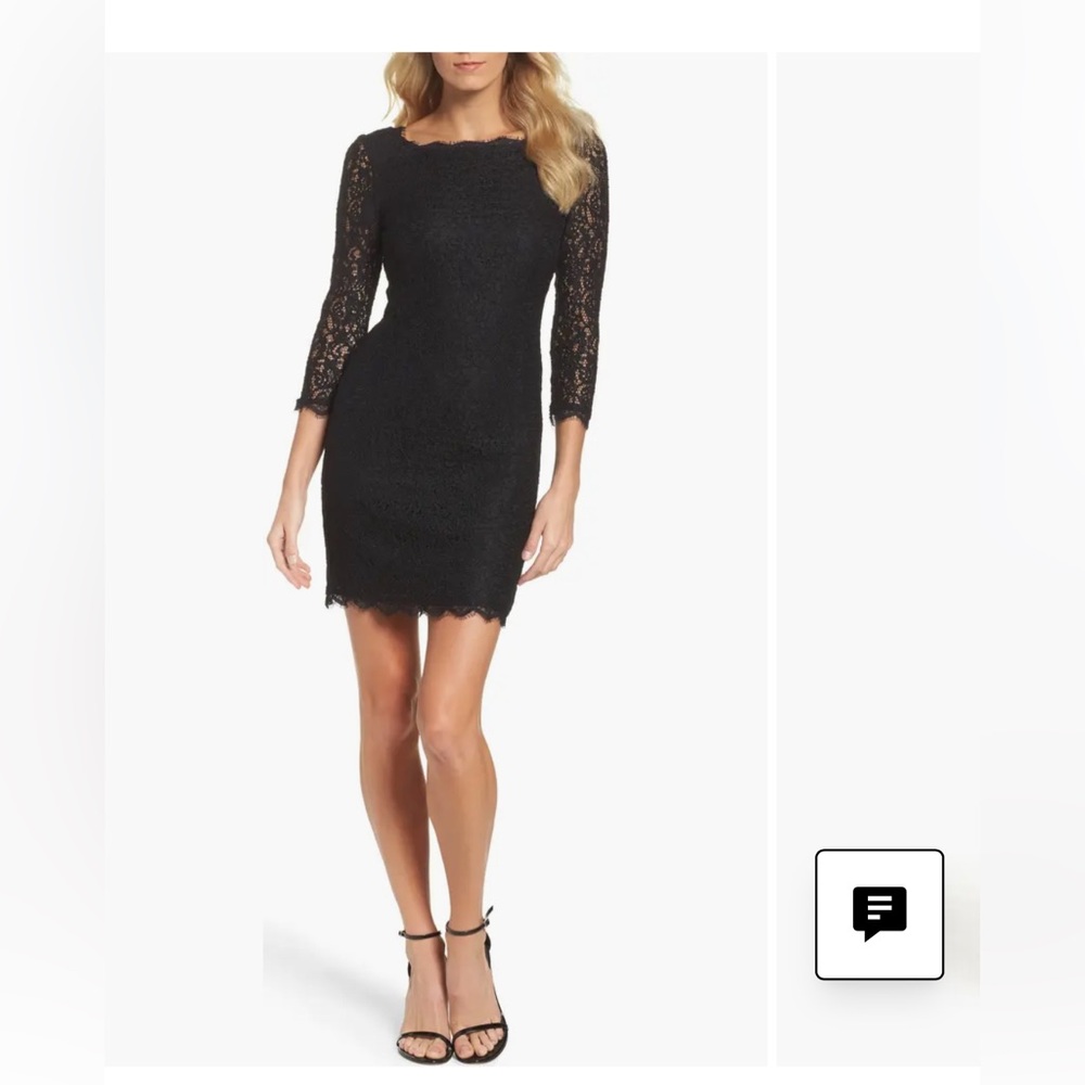 Adrianna Papell Navy Lace Overlay Sheath Dress